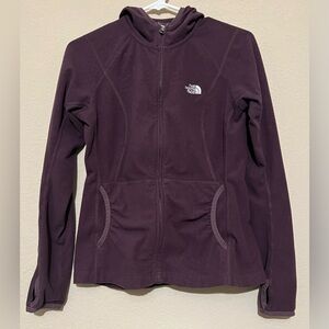 Women The North Face TKA 100 Purple Fleece Long Sleeve Full Zip Hoodie Jacket S